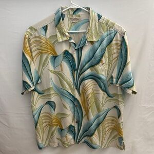 Tropical Leaf Print Men's Shirt